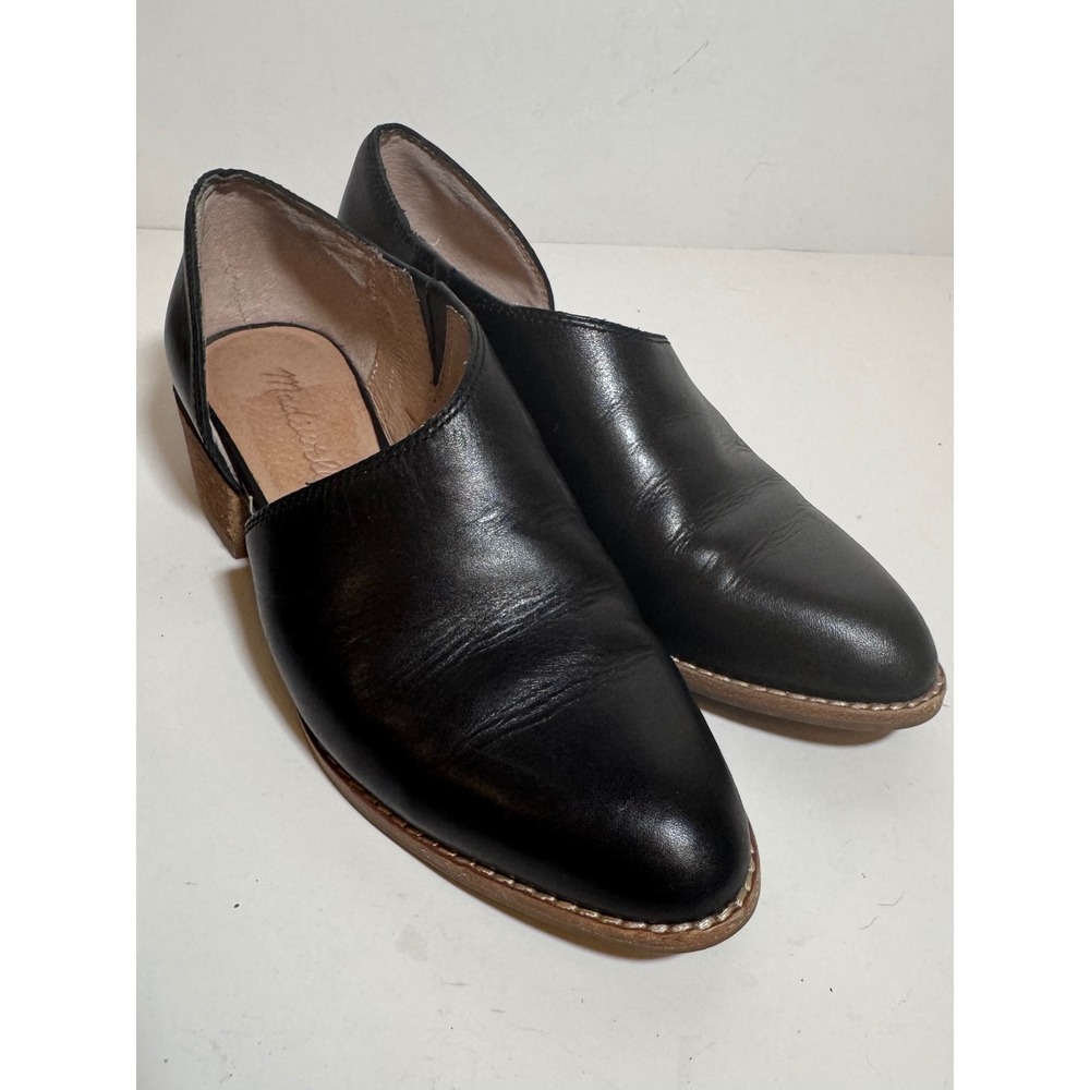Madewell The Lucie Low Cut Out Bootie Black Leather‎ Casual Slip On Shoes Size 5 - Picture 3 of 10